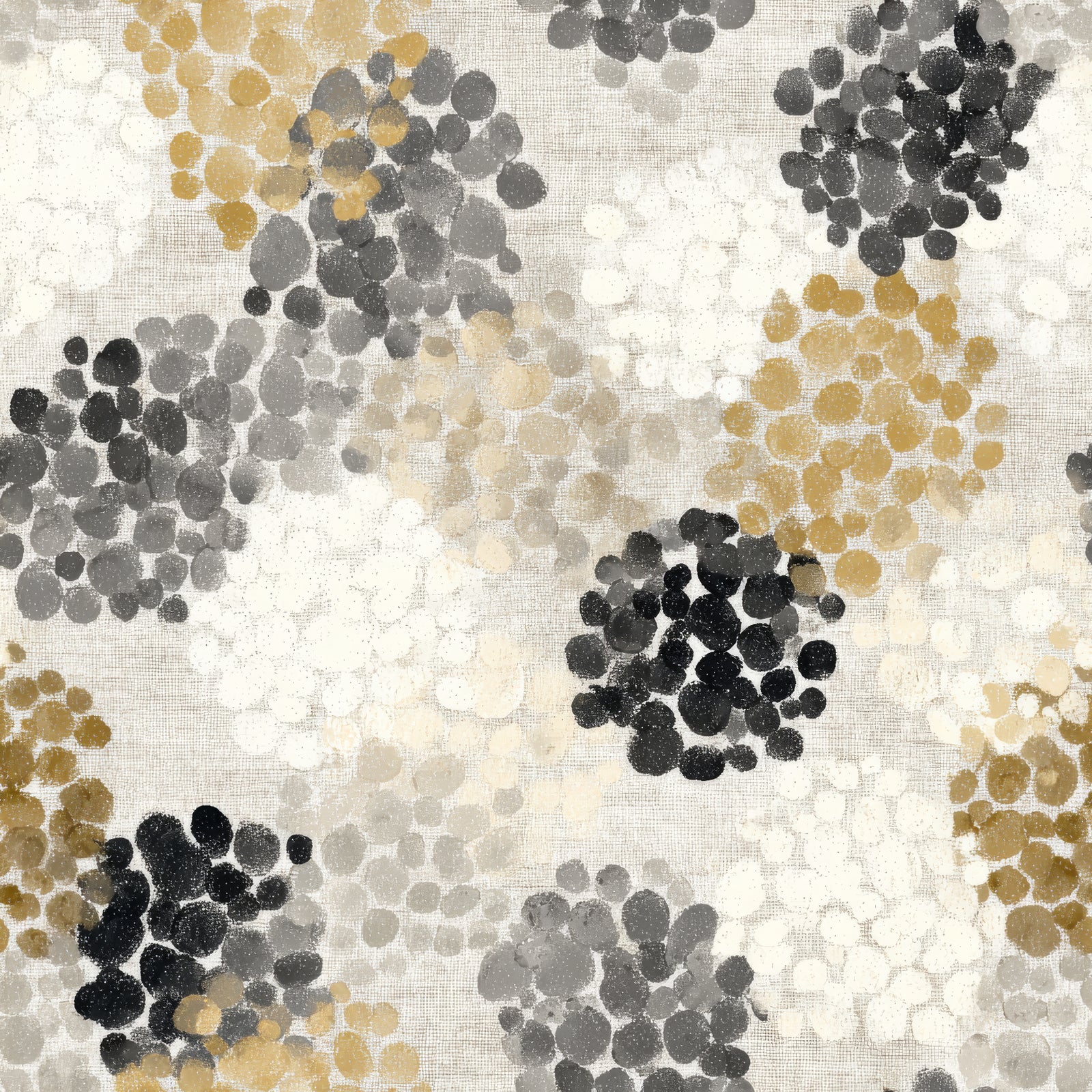 Abstract aureate scatter wallpaper with neutral tones, patterned with clusters of dots.