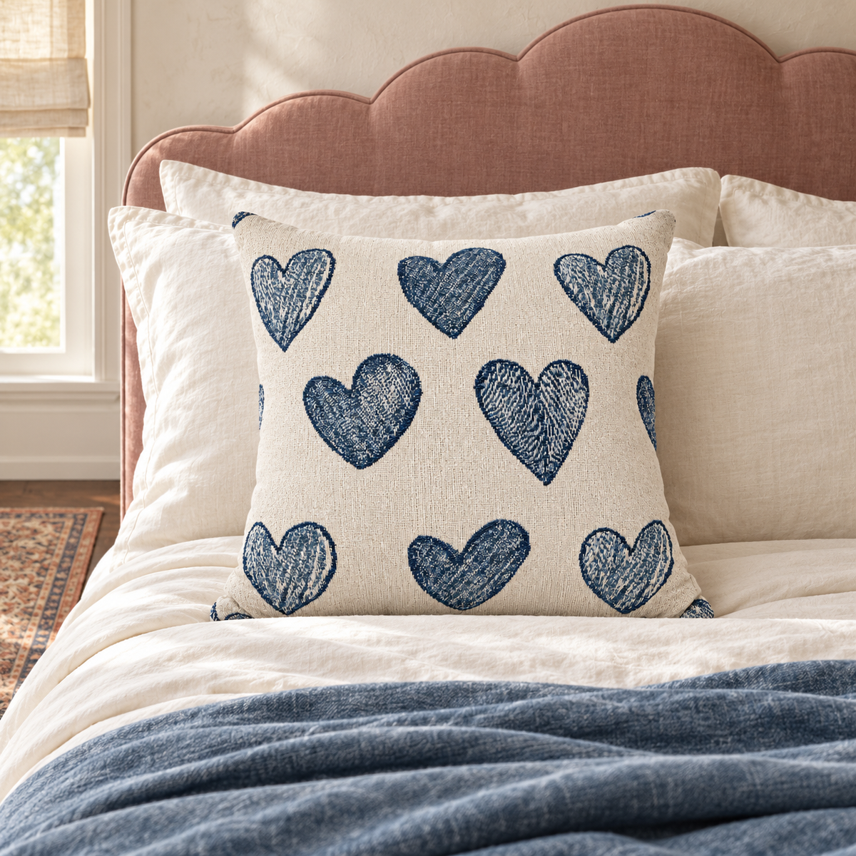 Blue Valentine Woven Throw Pillow