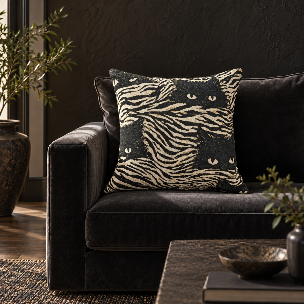 Camouflage Felines Woven Throw Pillow