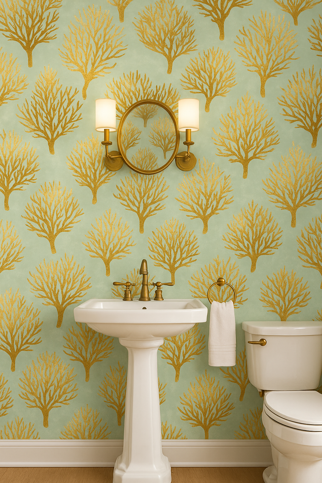 Metallic Coral Branches Wallpaper