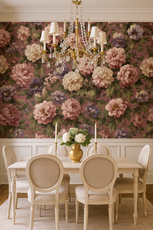 Textured Vintage Floral Wallpaper