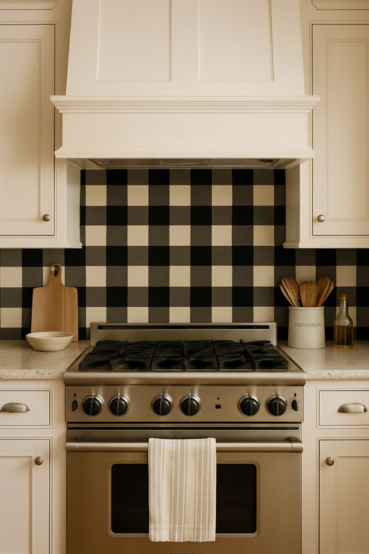 Farmhouse Black Gingham Wallpaper