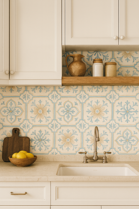 Vintage Provence Tile Wallpaper