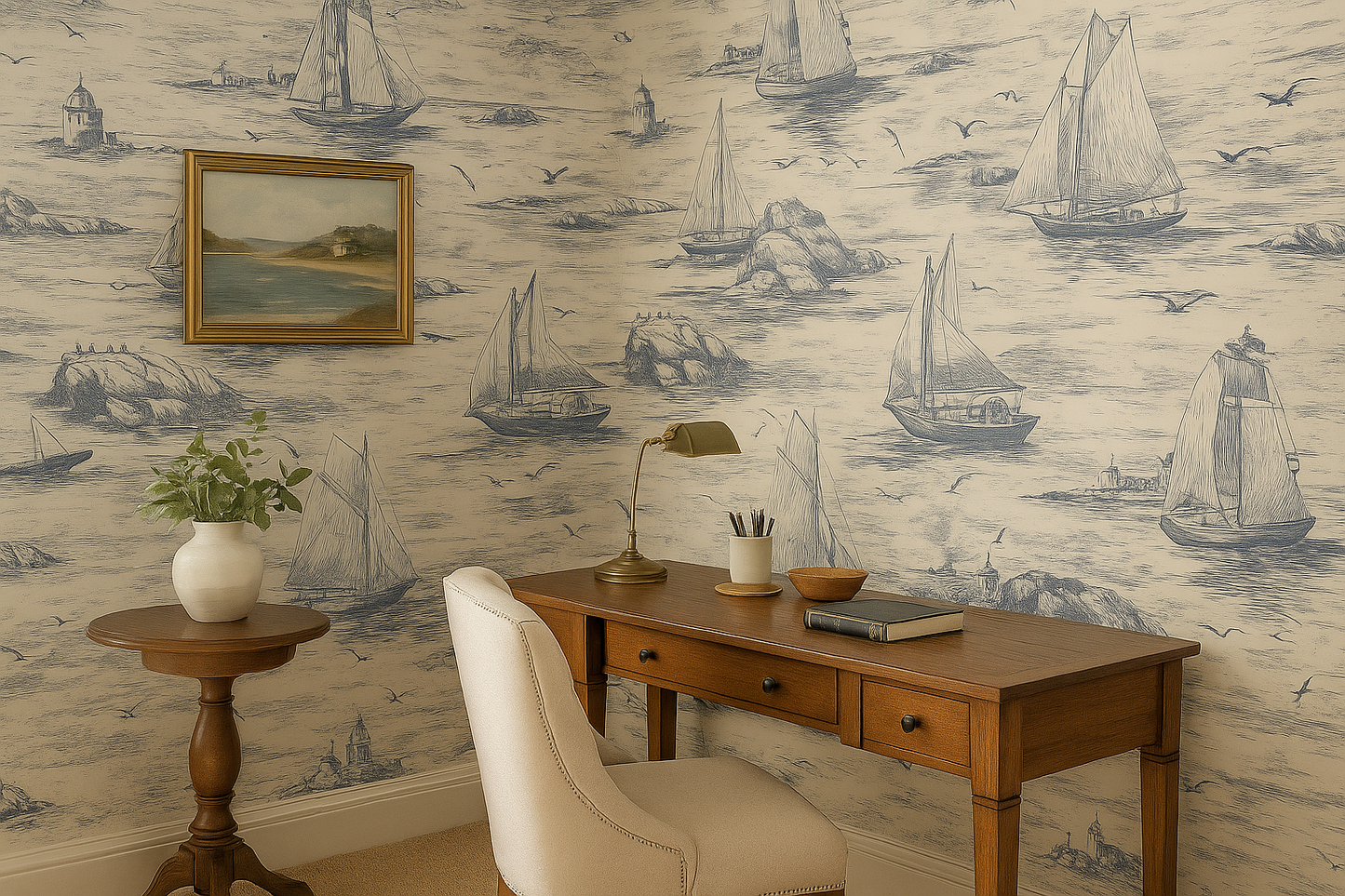 Sailor’s Sketch Toile Wallpaper