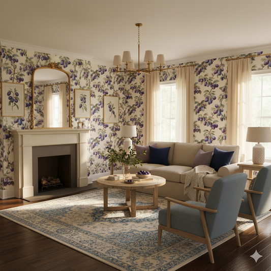 Plum Orchard Watercolor Wallpaper