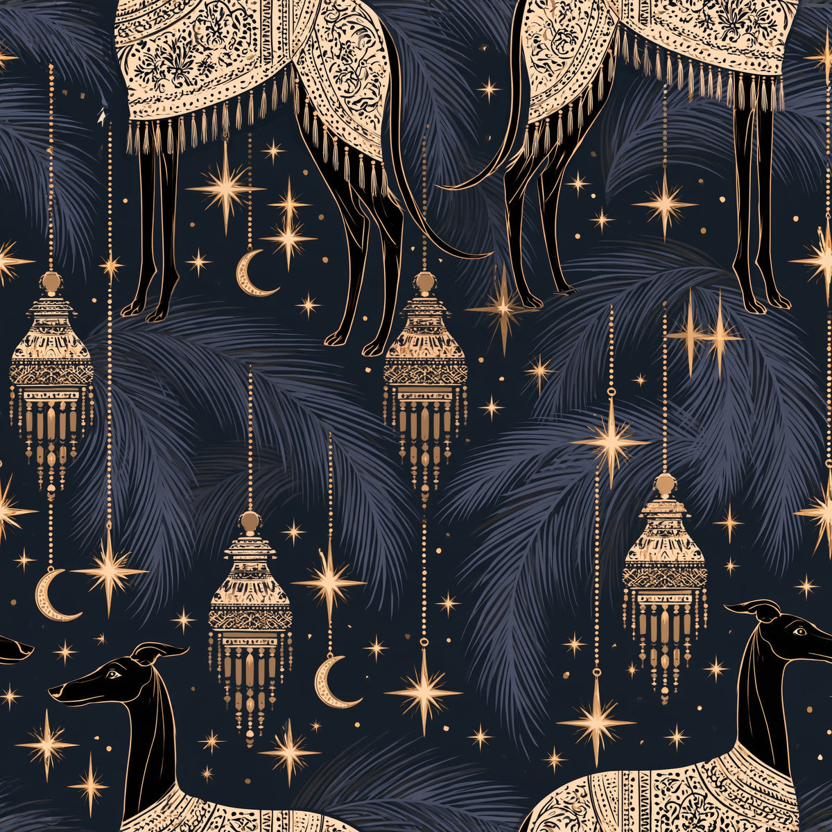 Stargazer Hounds — wallpaper pattern