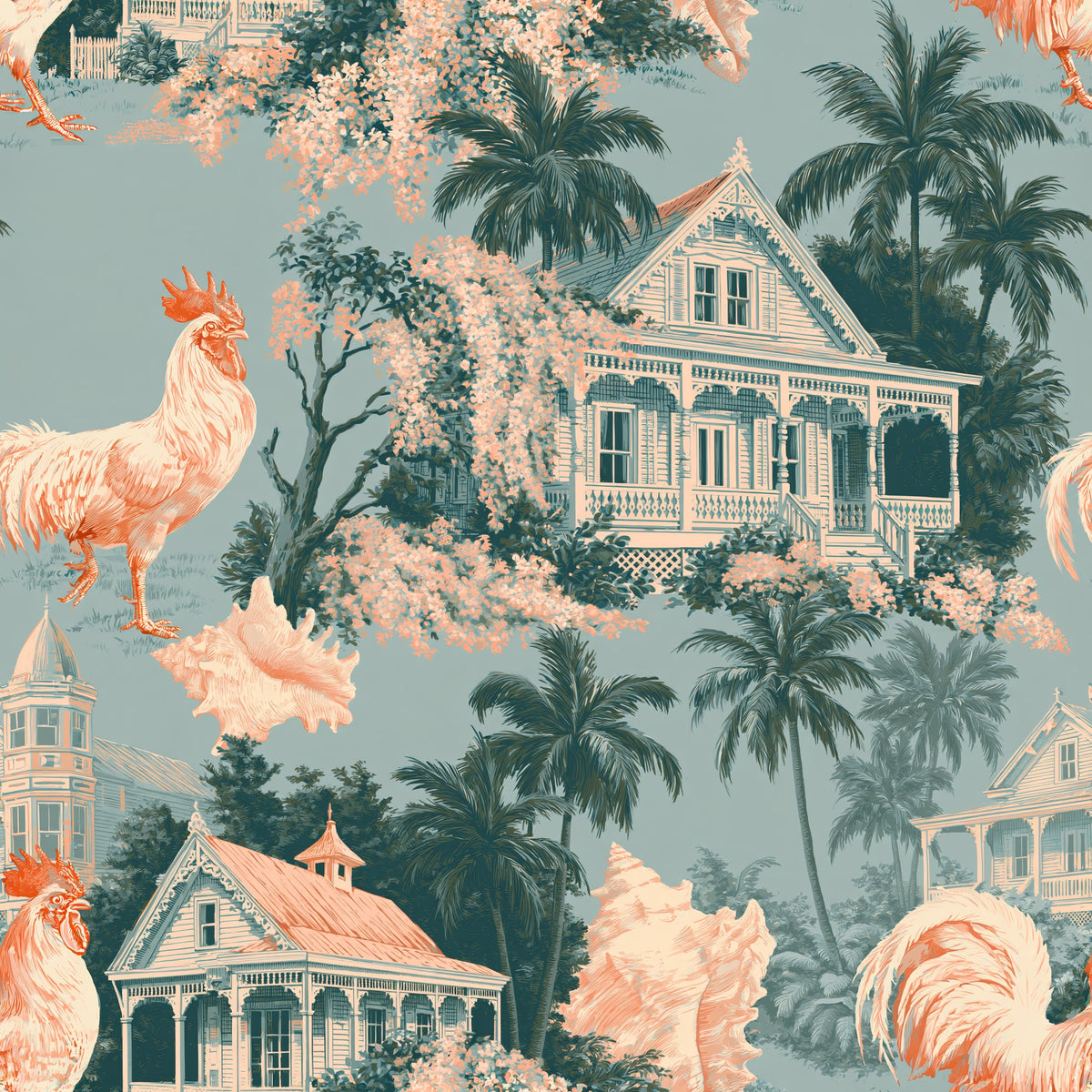 Rooster Coast — wallpaper pattern