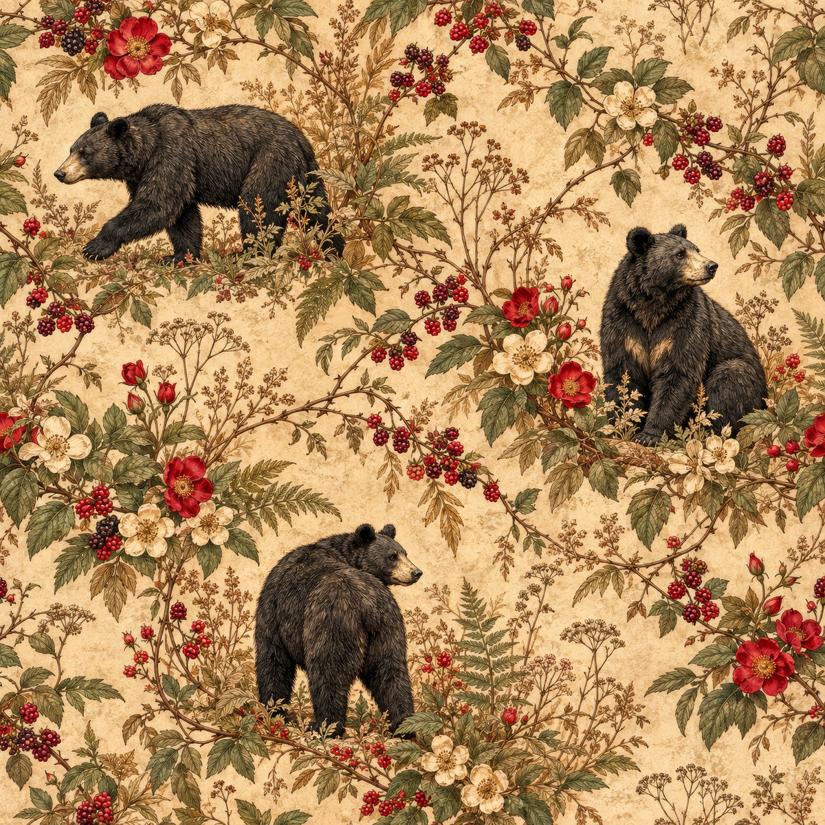 Bears in the Briar — wallpaper pattern
