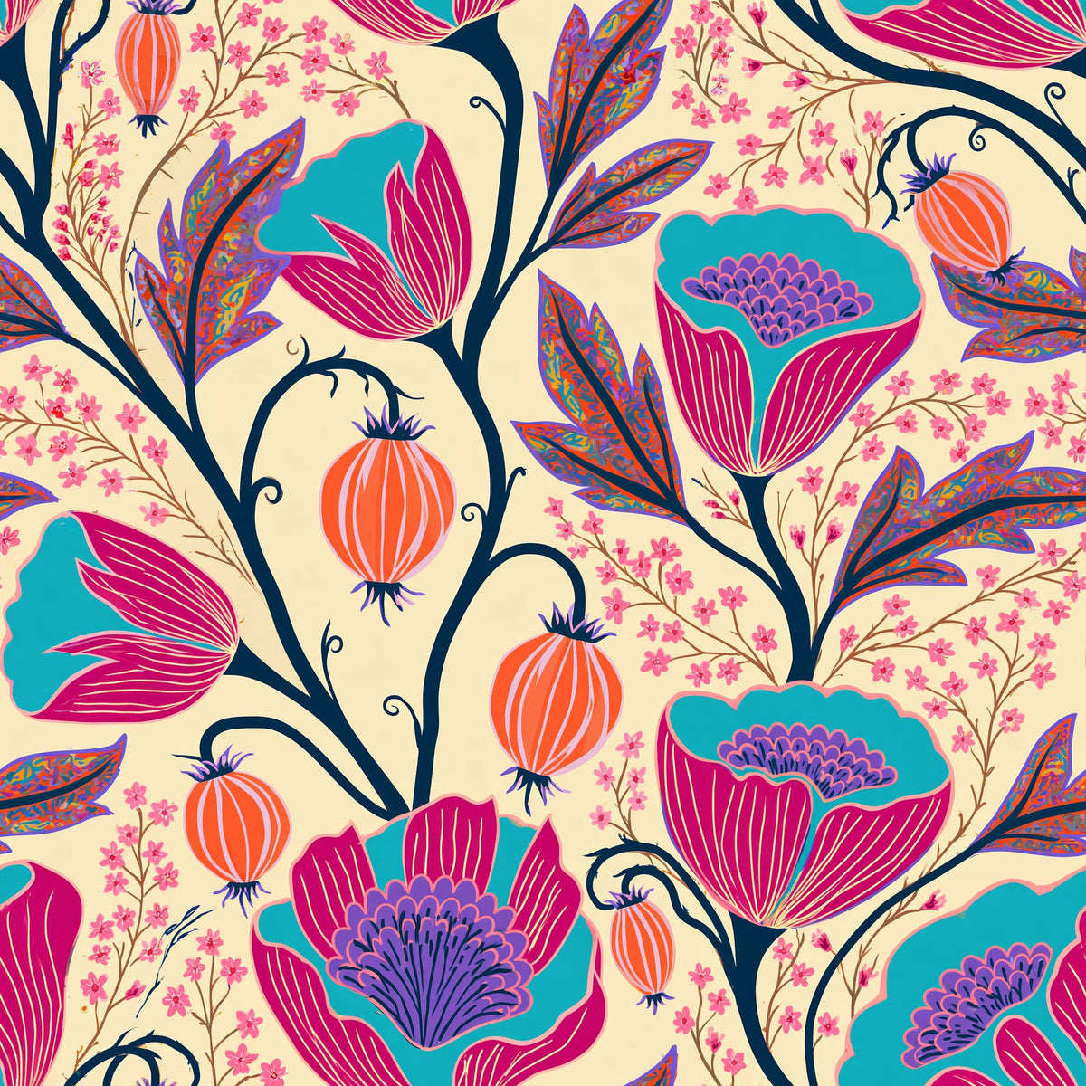 Lanterns on the Vine — wallpaper pattern