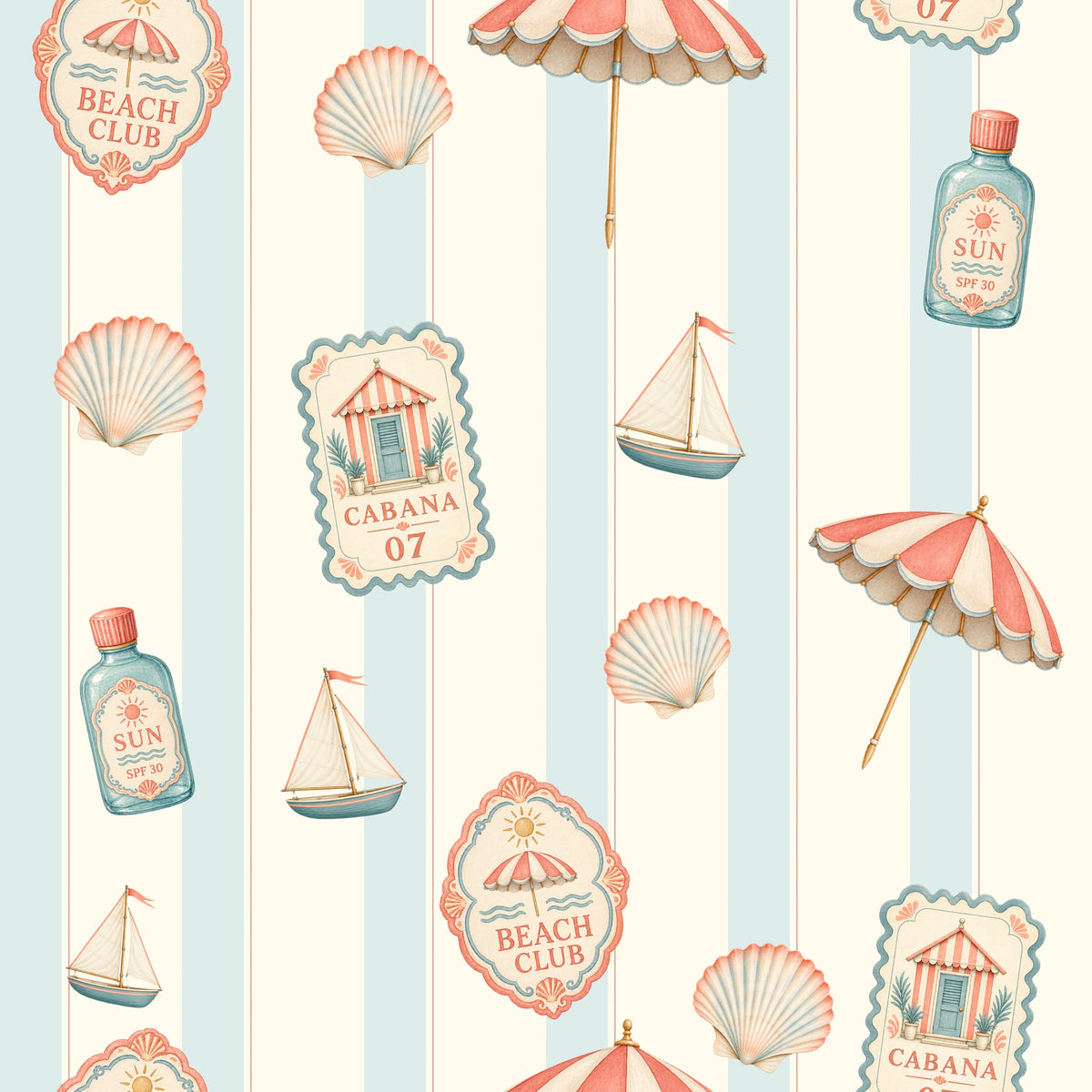 Cabana Sun Stamp — wallpaper pattern