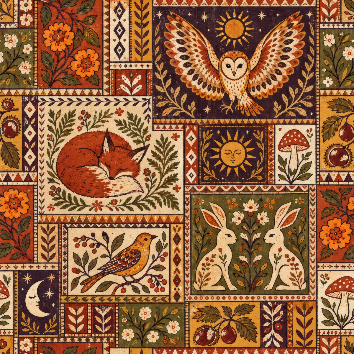 Folkloric Block Print — wallpaper pattern