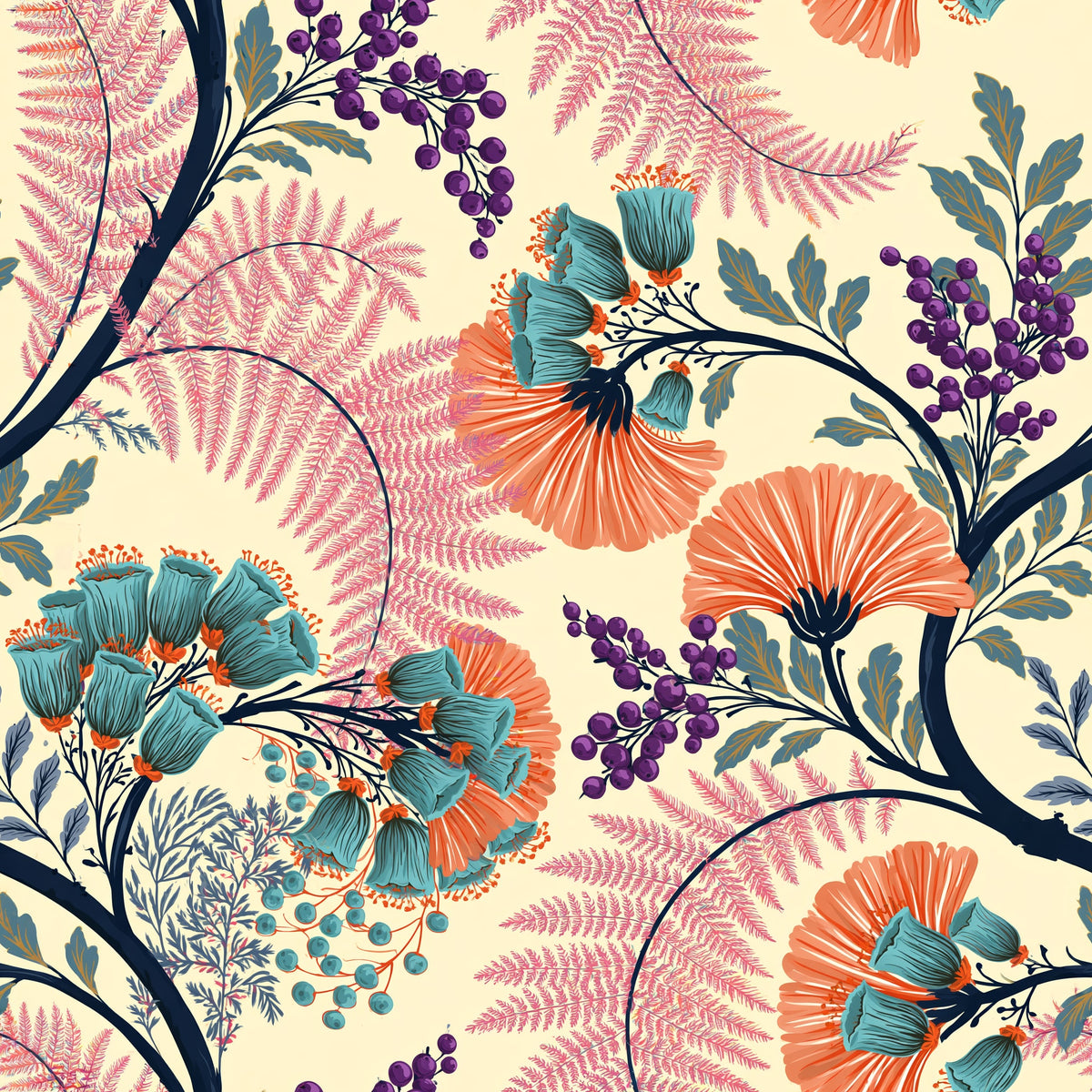 Coral Bell Cascade — wallpaper pattern