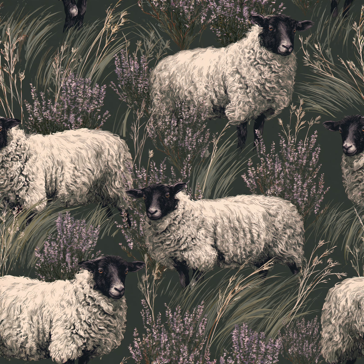 Heather Bound Herd — wallpaper pattern