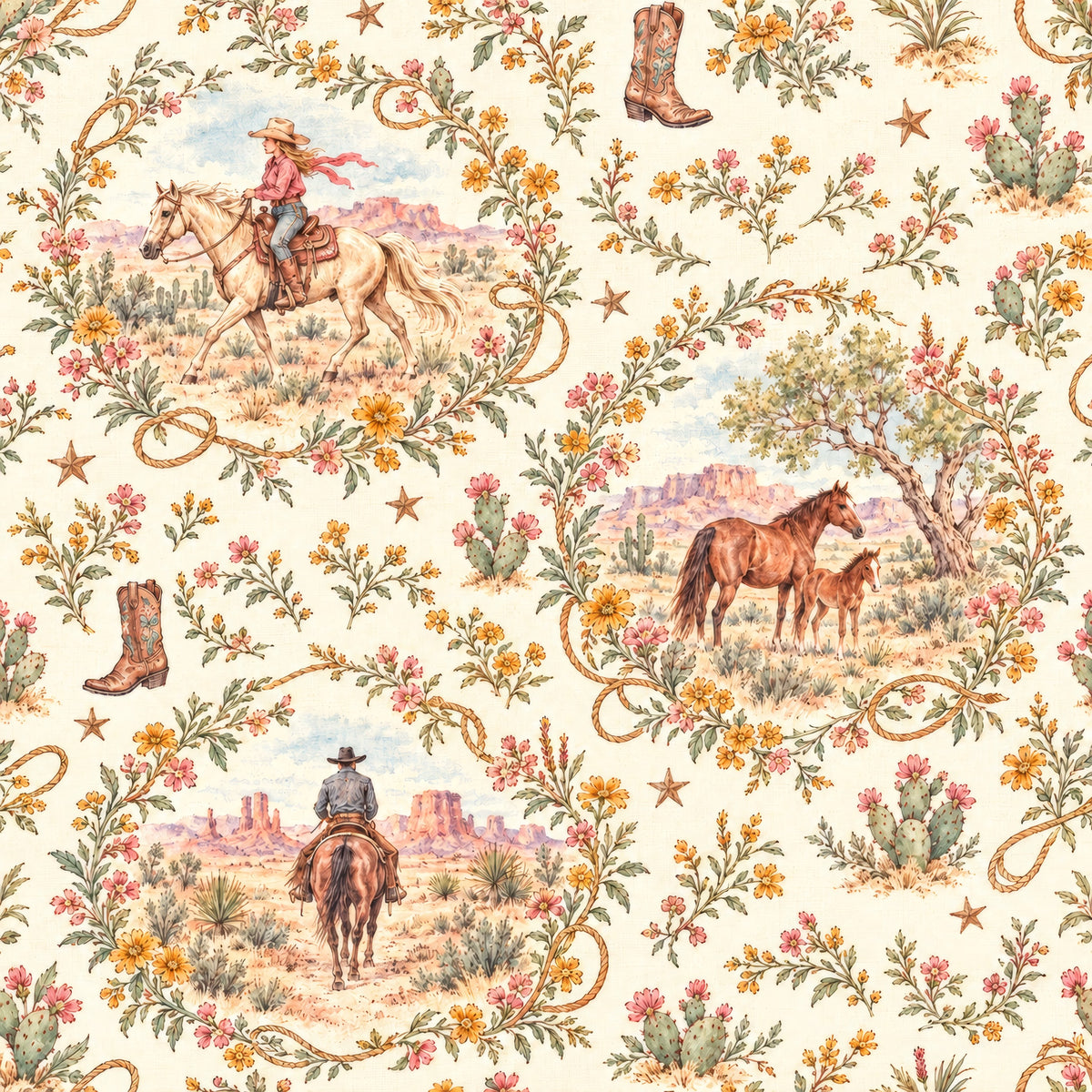 Desert Lariat Cameo — wallpaper pattern