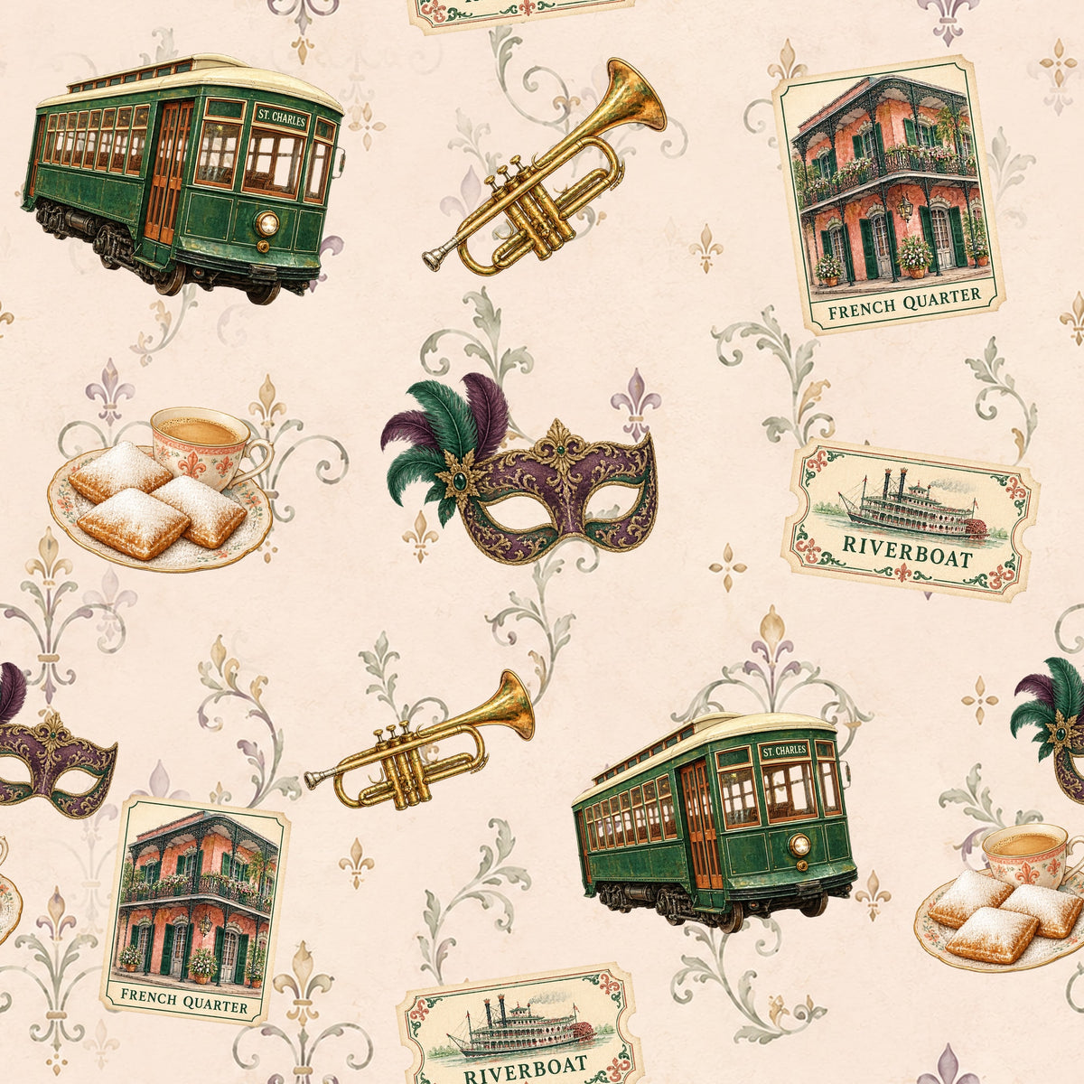 Streetcar Ephemera — wallpaper pattern