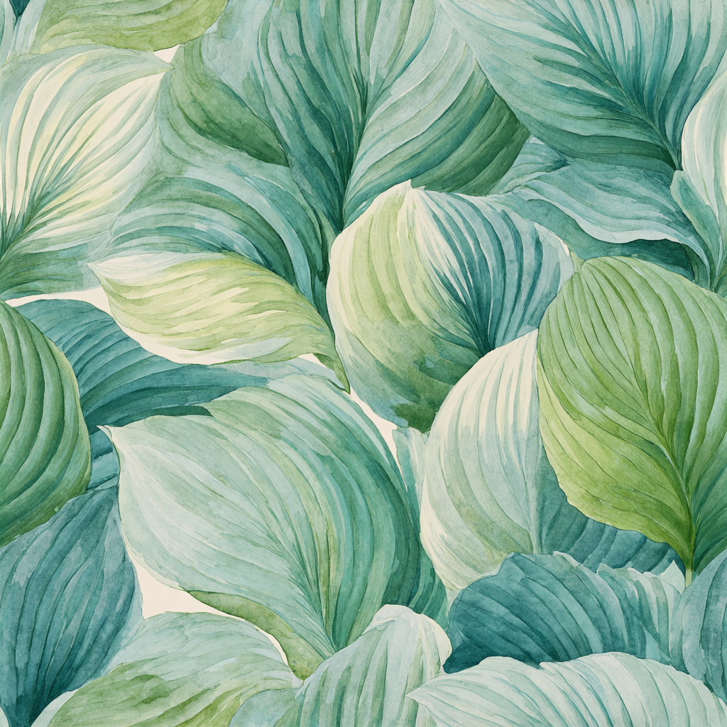 Green Hosta Hush wallpaper by York Wallcoverings featuring a botanical leaf pattern.