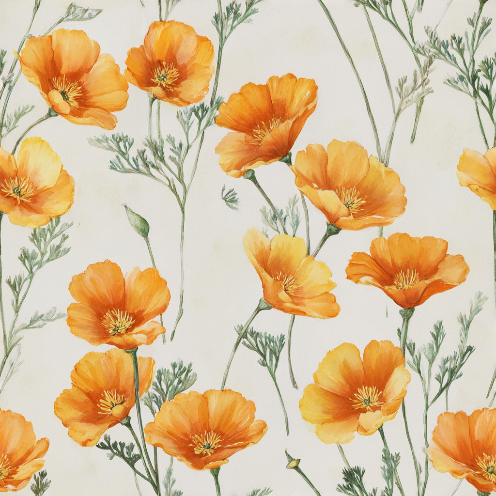 Poppy Parade in Citrus Bloom Wallpaper