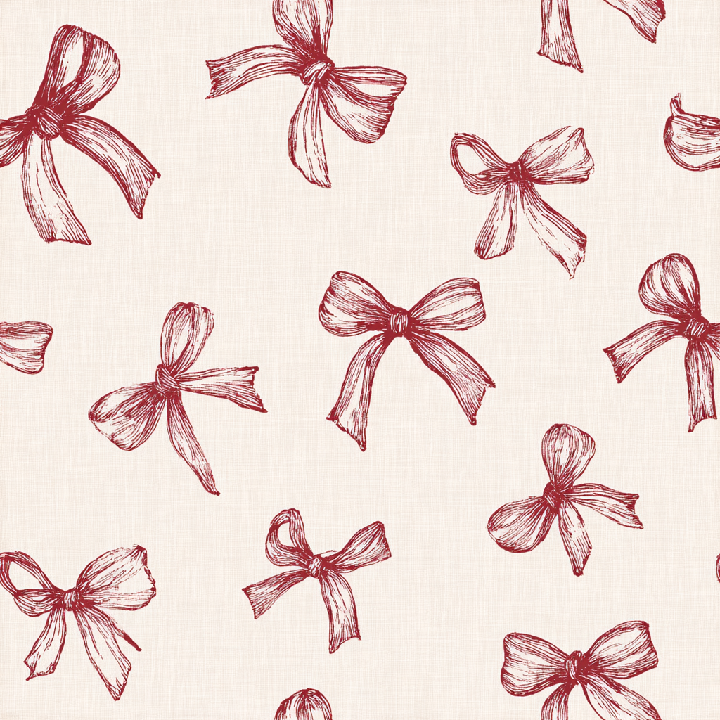 Patterned wallpaper with bow print, textured design.