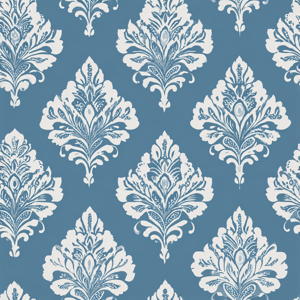 Blue Saltaire Crest wallpaper with damask pattern.