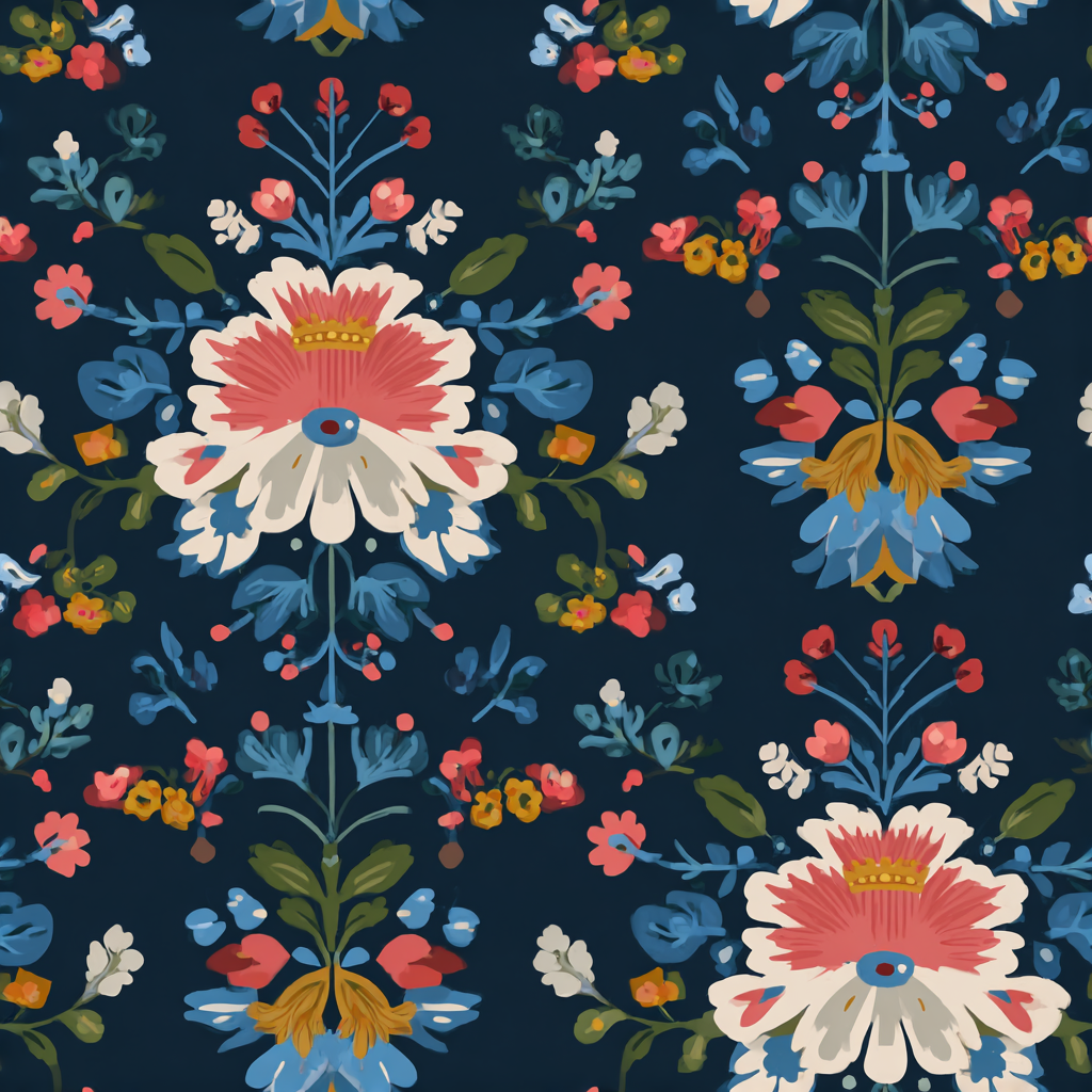 Floral pattern Lupin Crown Wallpaper with flowers and foliage.