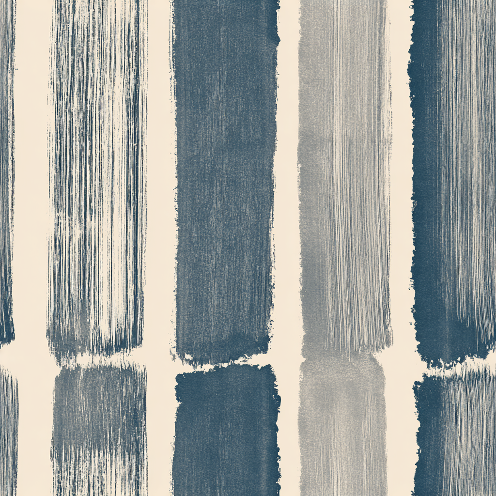 Blue and gray striped wallpaper from Fjord Line, with a painted brushstroke effect and textured pattern.