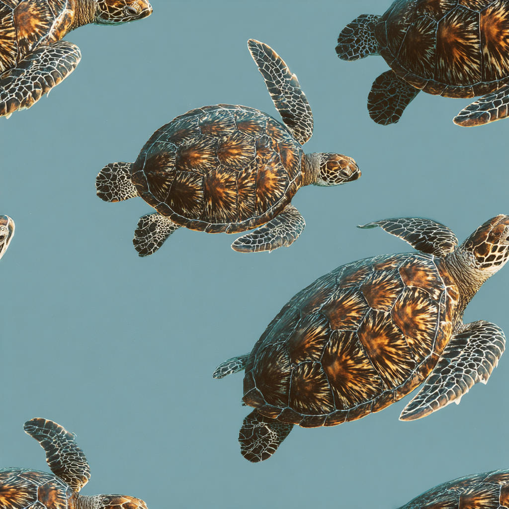 Pelagic drift wallpaper featuring swimming sea turtles.
