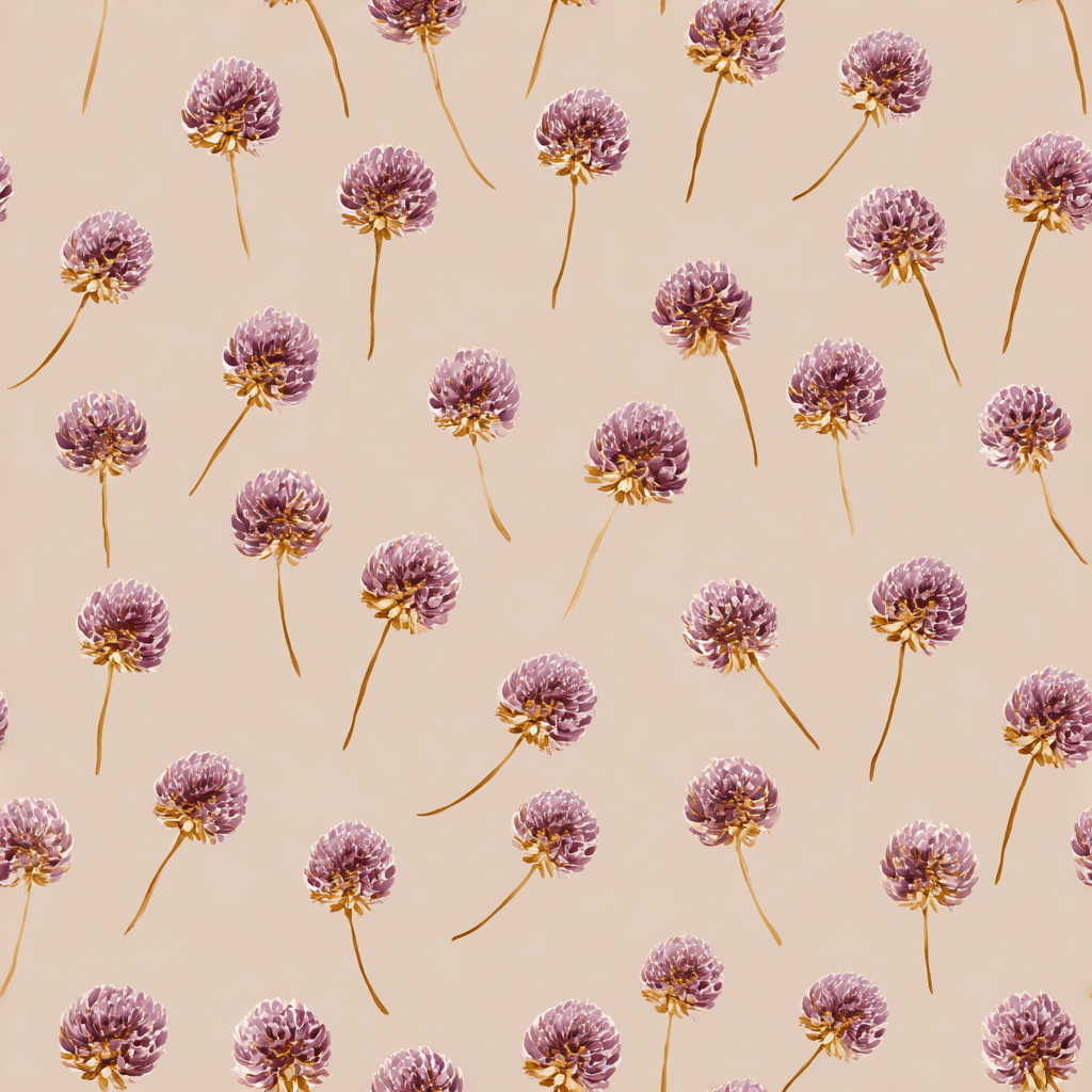 Floral wallpaper with red clover pattern on a beige background.