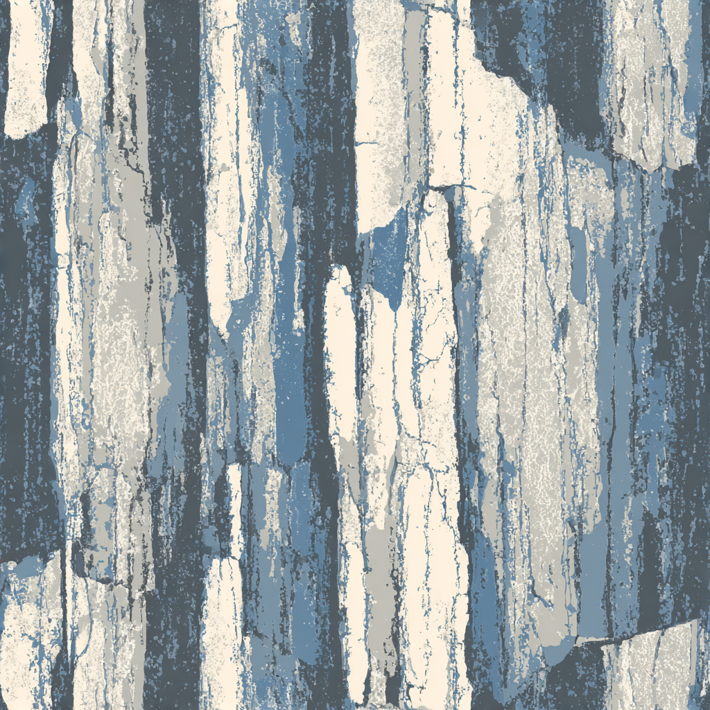 Abstract blue and cream strata wallpaper with mottled texture.