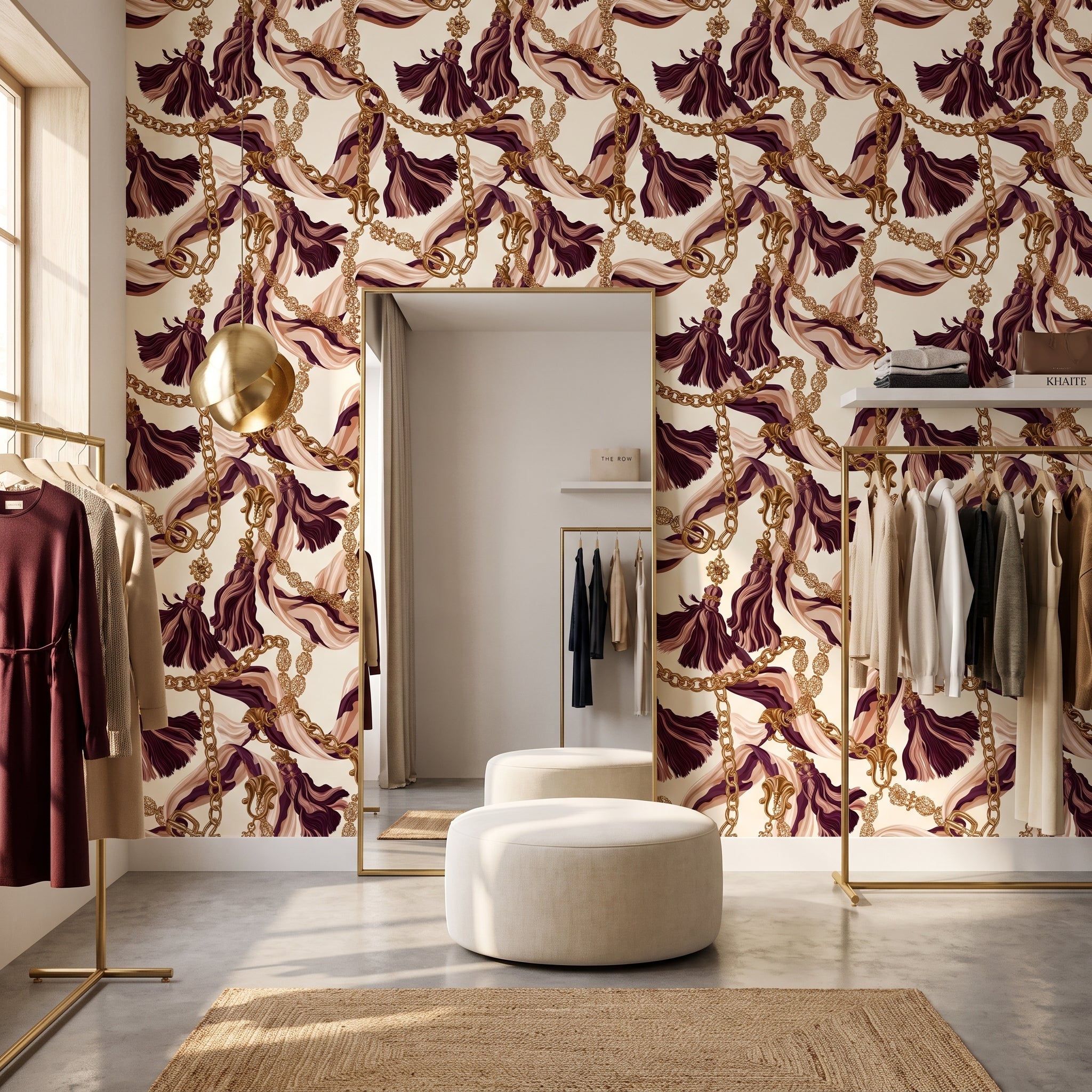Burgundy Link and Tassel — styled room 2