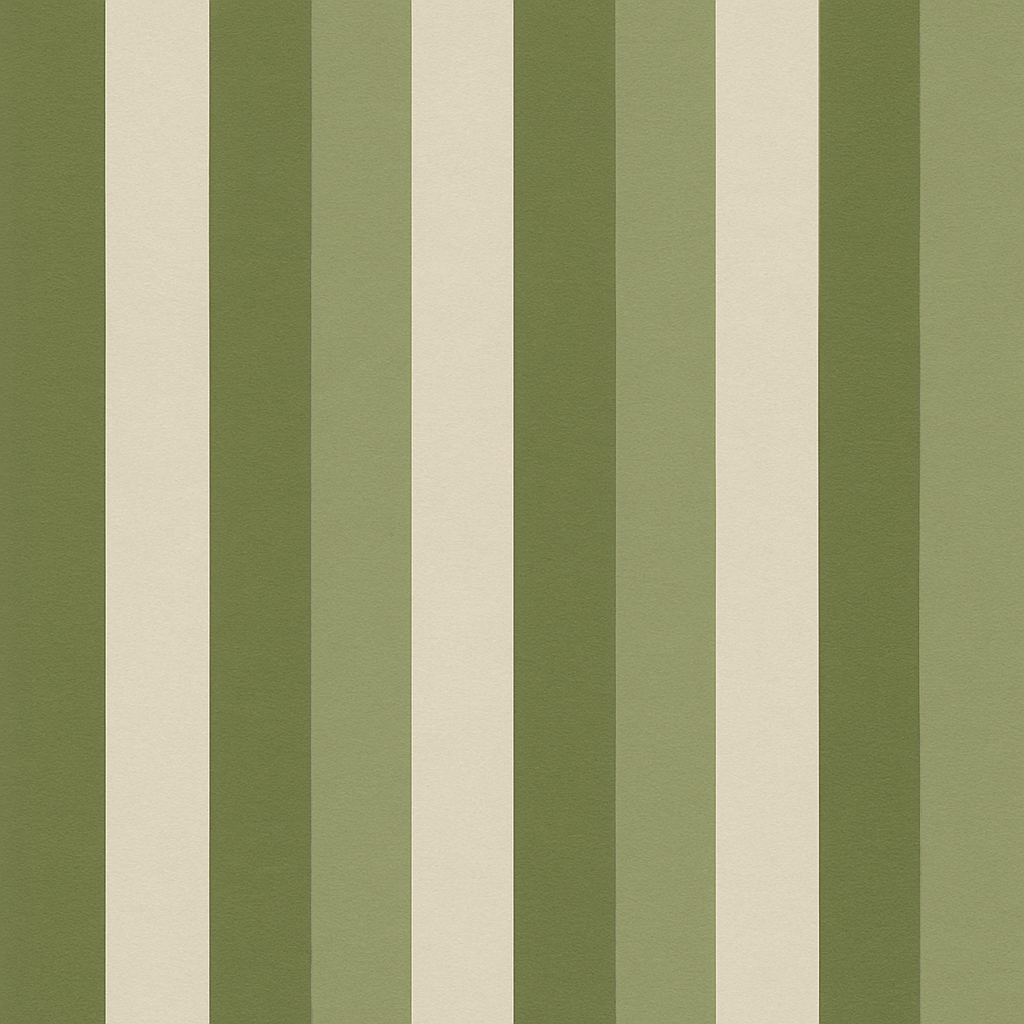 Green striped wallpaper with a textured surface and vertical pattern.