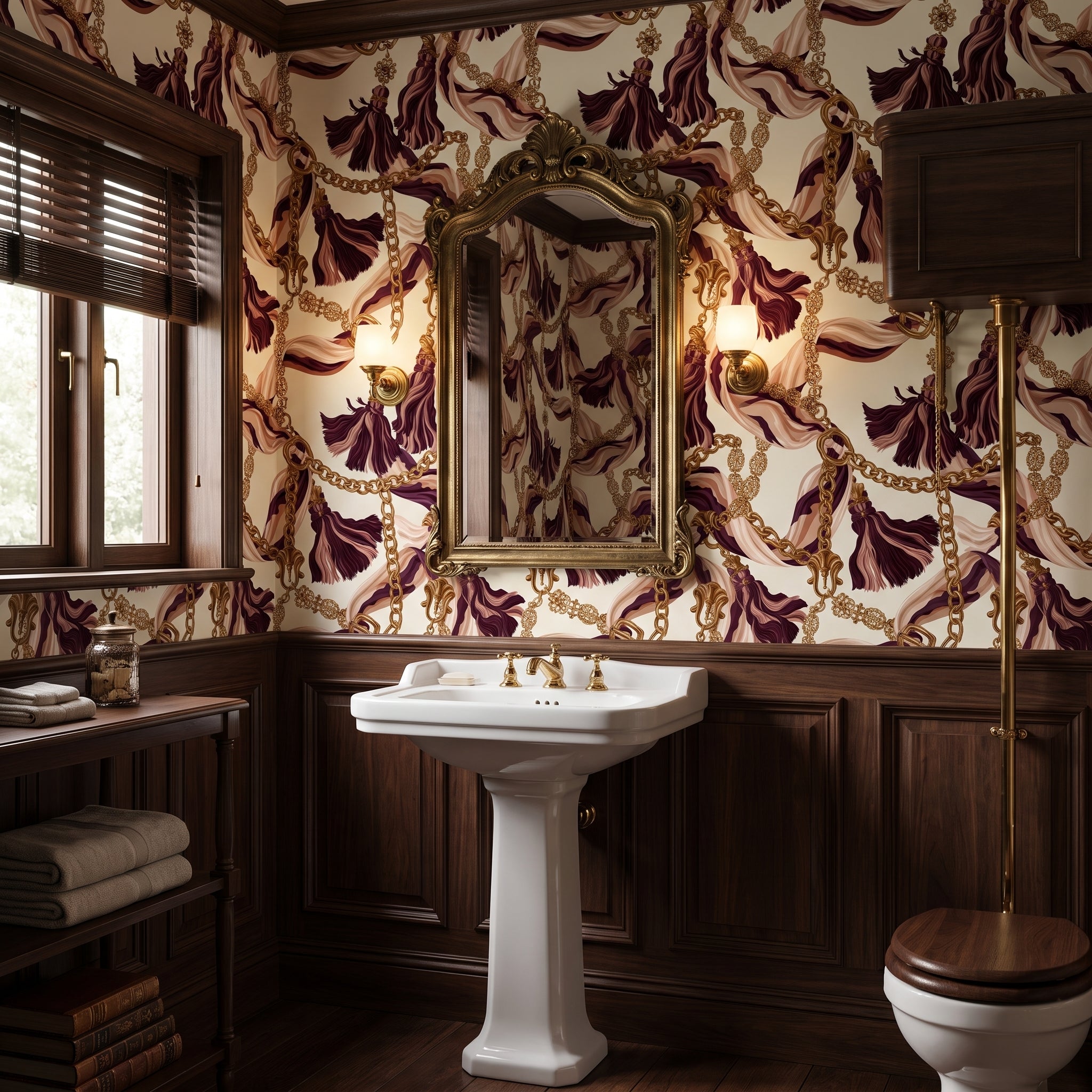 Burgundy Link and Tassel — styled room 3