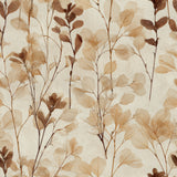 Herbarium wallpaper with brown and beige tones, featuring delicate dried leaf patterns.