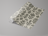 Artisan ink wallpaper with floral and geometric patterns.