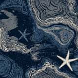Bathymetric Starshore wallpaper with abstract topographic patterns and starfish designs.