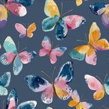 Monarchs wallpaper in watercolor style featuring a butterfly pattern on a navy background.
