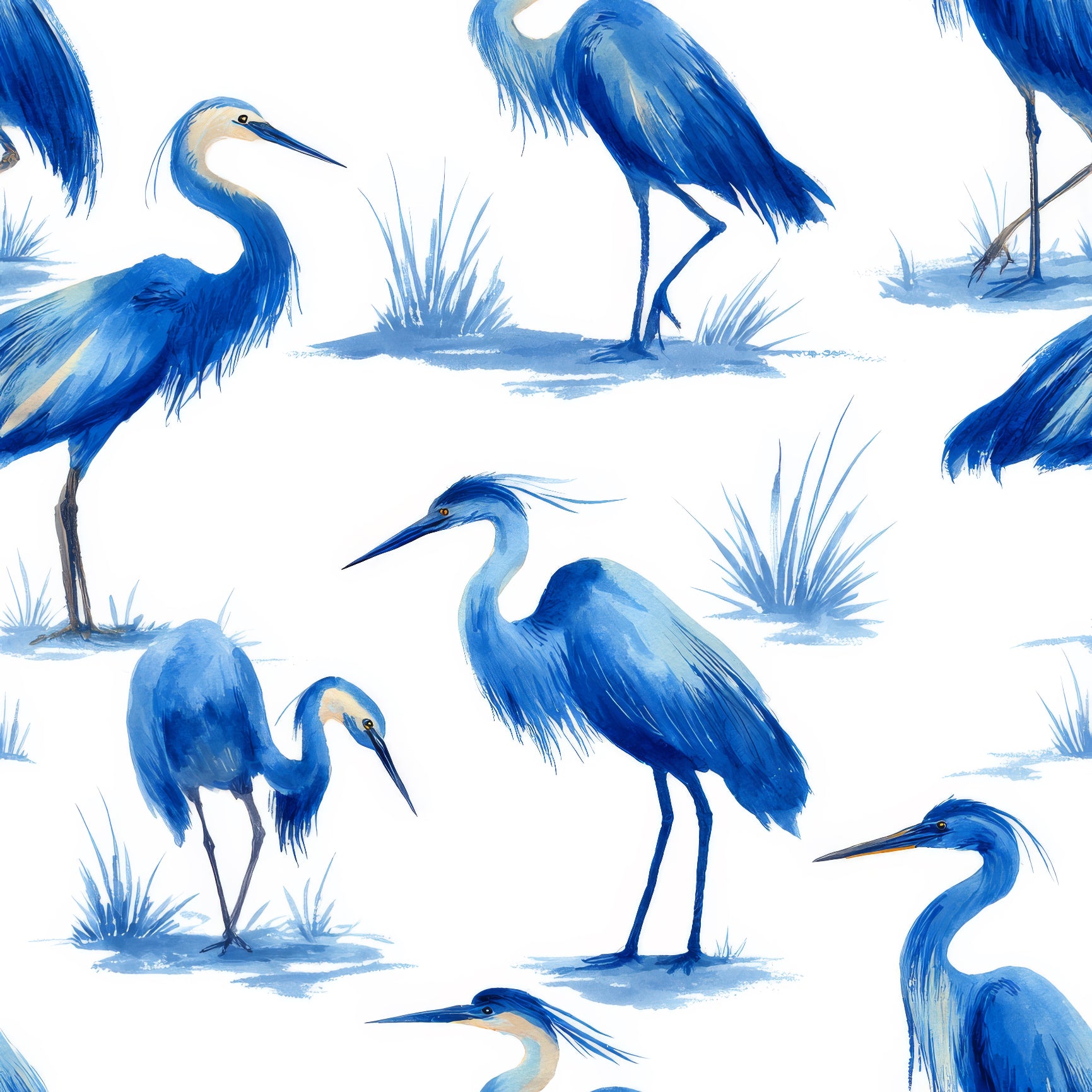 Blue Heron Reserve wallpaper featuring blue heron bird and grass pattern.

