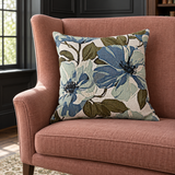 Blue Hour Bloom Woven Throw Pillow