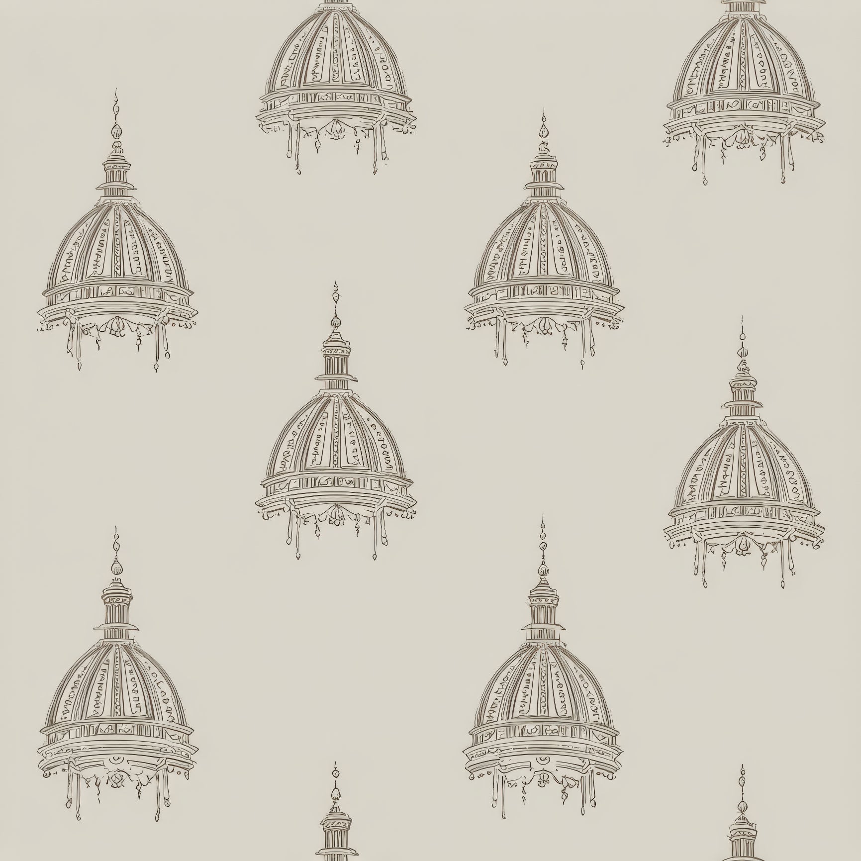 Capitol Aureline wallpaper with architectural dome pattern in a neutral color.
