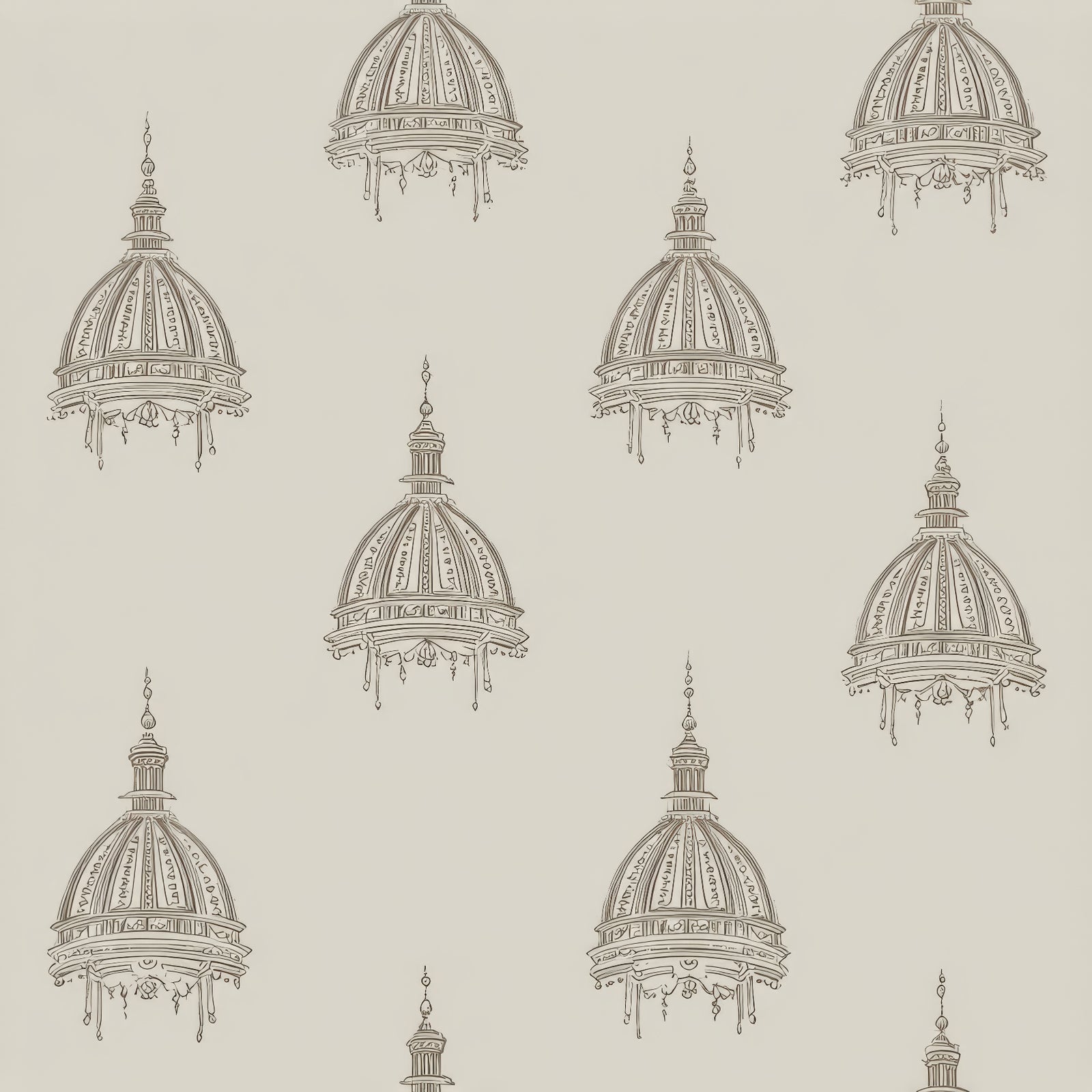 Capitol Aureline wallpaper with architectural dome pattern in a neutral color.
