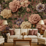 Textured Vintage Floral Wallpaper