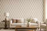 Arch Trellis Lattice Wallpaper with geometric pattern on tan background.