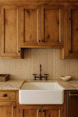 Bamboo Rhythm Wallpaper in tan, textured with vertical stripes.
