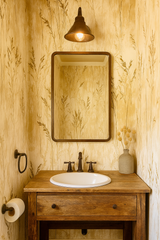 Golden wallpaper with a stylized grass pattern and a textured effect.