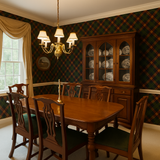 Hunter’s Tartan Wallpaper featuring a traditional plaid design with green, brown, and red intersecting lines.

