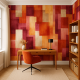 Abstract heatmap wallpaper with geometric shapes, including squares and rectangles, in shades of orange, red, and cream.
