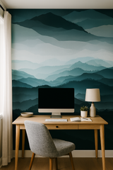 Blue smokestone range wallpaper with mountain pattern.
