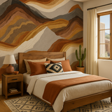 Redrock Flow Wallpaper in earth tones featuring an abstract landscape pattern.

