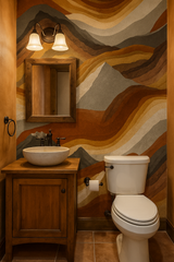 Redrock Flow Wallpaper with earth-tone mountain range pattern.
