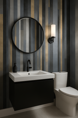 Graphite stripe wallpaper with varying colors by vertical stripes in shades of gray and gold.