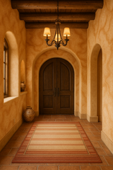 Copper Terrain Wallpaper with textured surface, against a stucco wall.